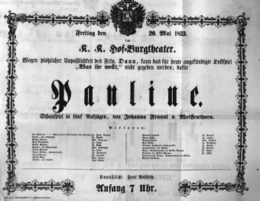 Theaterzettel (Oper und Burgtheater in Wien) 18530520 Seite: 1