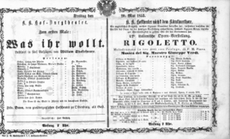Theaterzettel (Oper und Burgtheater in Wien) 18530520 Seite: 2