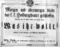 Theaterzettel (Oper und Burgtheater in Wien) 18530527 Seite: 1