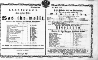 Theaterzettel (Oper und Burgtheater in Wien) 18530527 Seite: 2