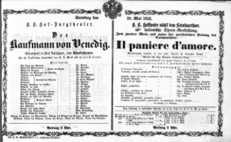 Theaterzettel (Oper und Burgtheater in Wien) 18530528 Seite: 1