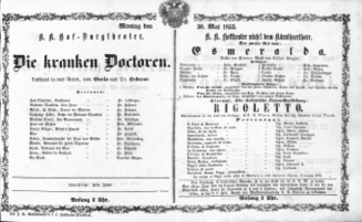 Theaterzettel (Oper und Burgtheater in Wien) 18530530 Seite: 1