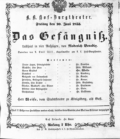 Theaterzettel (Oper und Burgtheater in Wien) 18530610 Seite: 1