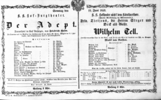 Theaterzettel (Oper und Burgtheater in Wien) 18530612 Seite: 1