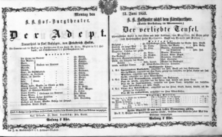 Theaterzettel (Oper und Burgtheater in Wien) 18530613 Seite: 1