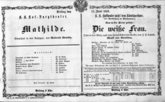 Theaterzettel (Oper und Burgtheater in Wien) 18530617 Seite: 1