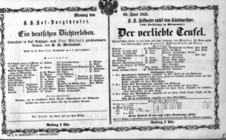 Theaterzettel (Oper und Burgtheater in Wien) 18530620 Seite: 1