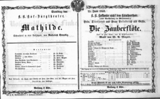 Theaterzettel (Oper und Burgtheater in Wien) 18530625 Seite: 1