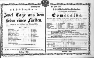 Theaterzettel (Oper und Burgtheater in Wien) 18530628 Seite: 1