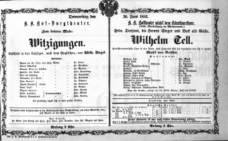 Theaterzettel (Oper und Burgtheater in Wien) 18530630 Seite: 1