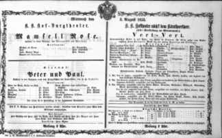 Theaterzettel (Oper und Burgtheater in Wien) 18530803 Seite: 1