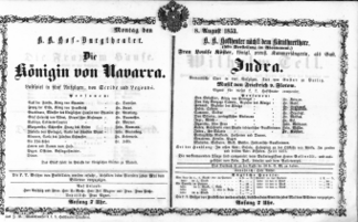 Theaterzettel (Oper und Burgtheater in Wien) 18530808 Seite: 1