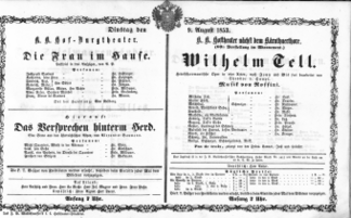 Theaterzettel (Oper und Burgtheater in Wien) 18530809 Seite: 1