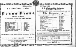 Theaterzettel (Oper und Burgtheater in Wien) 18530817 Seite: 1