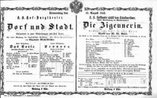 Theaterzettel (Oper und Burgtheater in Wien) 18530818 Seite: 1