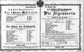 Theaterzettel (Oper und Burgtheater in Wien) 18530825 Seite: 1