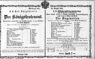 Theaterzettel (Oper und Burgtheater in Wien) 18530829 Seite: 1