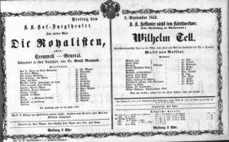 Theaterzettel (Oper und Burgtheater in Wien) 18530902 Seite: 1