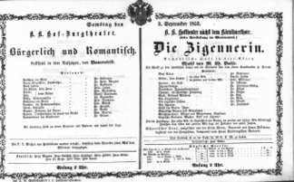 Theaterzettel (Oper und Burgtheater in Wien) 18530903 Seite: 1