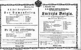 Theaterzettel (Oper und Burgtheater in Wien) 18530905 Seite: 1