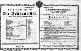Theaterzettel (Oper und Burgtheater in Wien) 18531002 Seite: 1