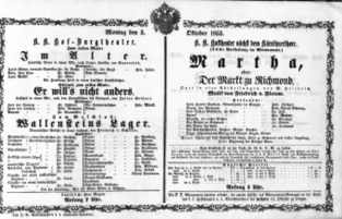 Theaterzettel (Oper und Burgtheater in Wien) 18531003 Seite: 1