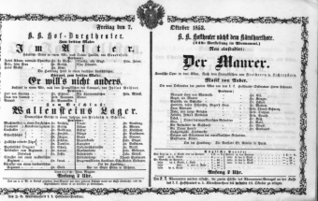 Theaterzettel (Oper und Burgtheater in Wien) 18531007 Seite: 1