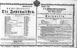 Theaterzettel (Oper und Burgtheater in Wien) 18531008 Seite: 1