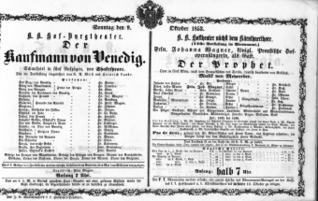 Theaterzettel (Oper und Burgtheater in Wien) 18531009 Seite: 1