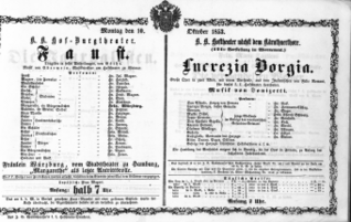 Theaterzettel (Oper und Burgtheater in Wien) 18531010 Seite: 1