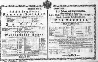 Theaterzettel (Oper und Burgtheater in Wien) 18531012 Seite: 1