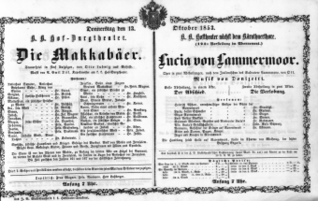 Theaterzettel (Oper und Burgtheater in Wien) 18531013 Seite: 1