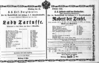 Theaterzettel (Oper und Burgtheater in Wien) 18531018 Seite: 1