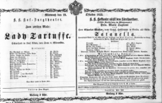 Theaterzettel (Oper und Burgtheater in Wien) 18531019 Seite: 1
