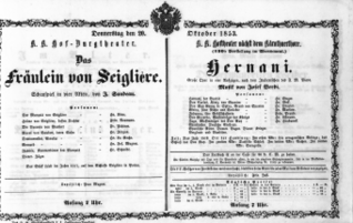 Theaterzettel (Oper und Burgtheater in Wien) 18531020 Seite: 1