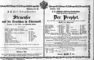 Theaterzettel (Oper und Burgtheater in Wien) 18531023 Seite: 1