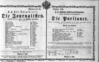 Theaterzettel (Oper und Burgtheater in Wien) 18531024 Seite: 1