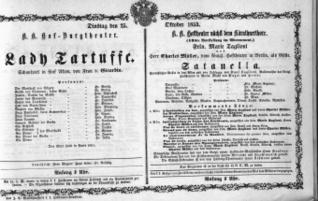 Theaterzettel (Oper und Burgtheater in Wien) 18531025 Seite: 1