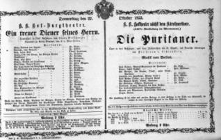 Theaterzettel (Oper und Burgtheater in Wien) 18531027 Seite: 1