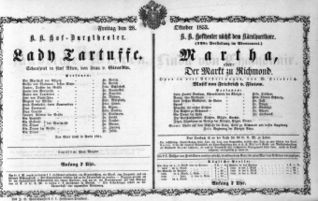 Theaterzettel (Oper und Burgtheater in Wien) 18531028 Seite: 1