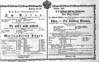 Theaterzettel (Oper und Burgtheater in Wien) 18531030 Seite: 1