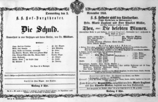 Theaterzettel (Oper und Burgtheater in Wien) 18531103 Seite: 1