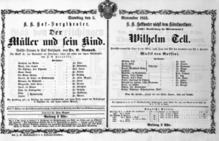 Theaterzettel (Oper und Burgtheater in Wien) 18531105 Seite: 1