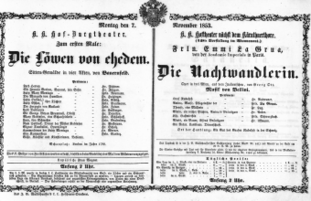 Theaterzettel (Oper und Burgtheater in Wien) 18531107 Seite: 1