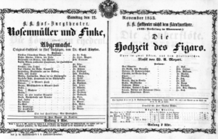 Theaterzettel (Oper und Burgtheater in Wien) 18531112 Seite: 1