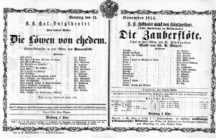 Theaterzettel (Oper und Burgtheater in Wien) 18531113 Seite: 1