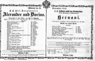 Theaterzettel (Oper und Burgtheater in Wien) 18531123 Seite: 1