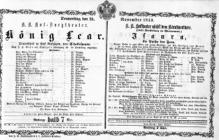 Theaterzettel (Oper und Burgtheater in Wien) 18531124 Seite: 1