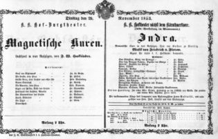 Theaterzettel (Oper und Burgtheater in Wien) 18531129 Seite: 1