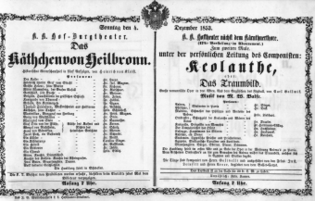 Theaterzettel (Oper und Burgtheater in Wien) 18531204 Seite: 1